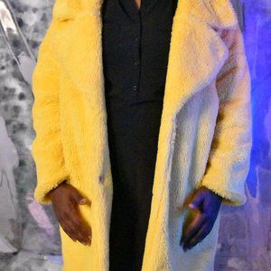 Yellow Vegan Fur Coat Festival Dollskill Rave rainbow Harajuku kawaii